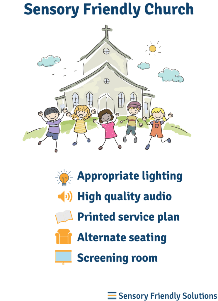 Infographic illustrating 5 tips to create a sensory-friendly church experience.