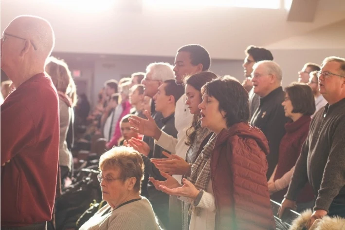 People singing at church.