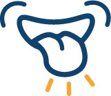 Icon of mouth smiling with tongue out.