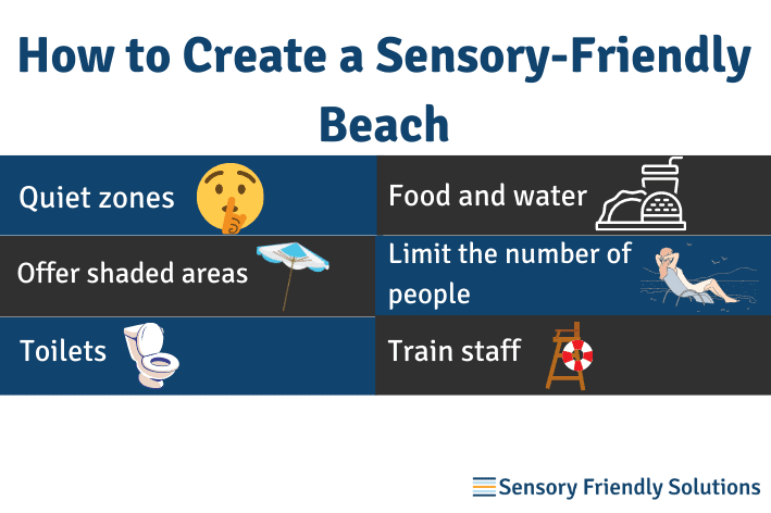 Infographic of 6 ways to create a sensory-friendly beach.