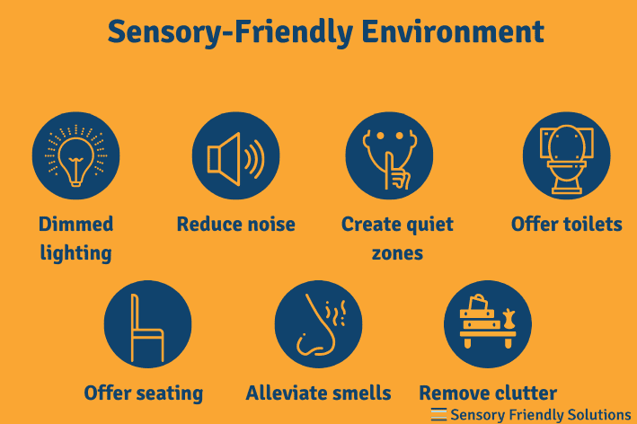 Infographic displaying 7 ways to create a sensory-friendly environment.