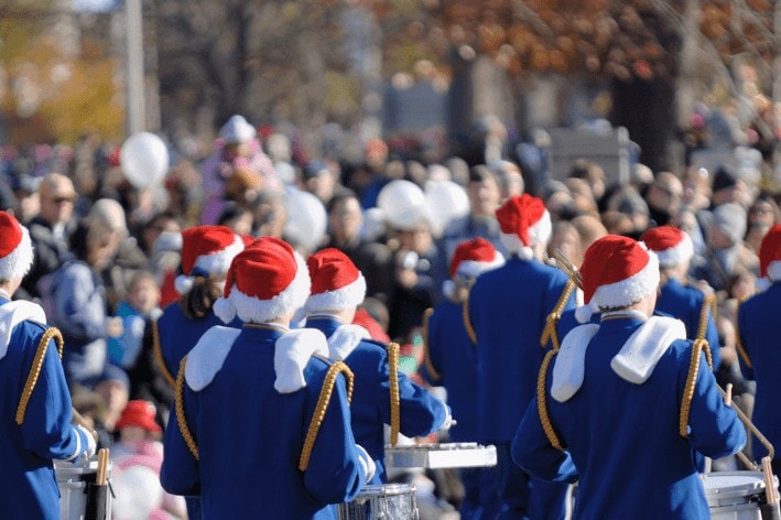 Group of performers at Santa Clause parade.