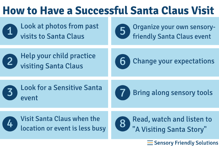 Infographic describing 8 ways to have a successful Santa visit.