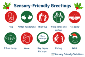 Infographic highlighting 10 sensory-friendly greetings.