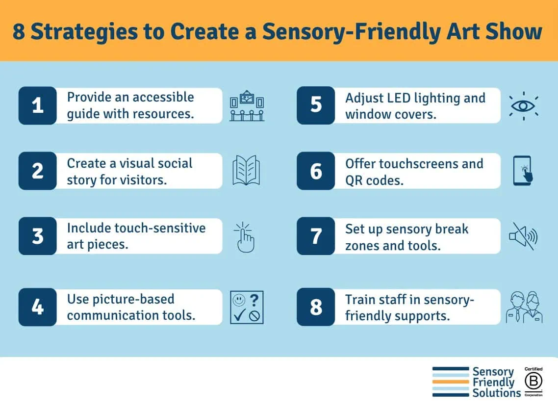 8 Strategies to Create a Sensory-Friendly Art Show Infographic