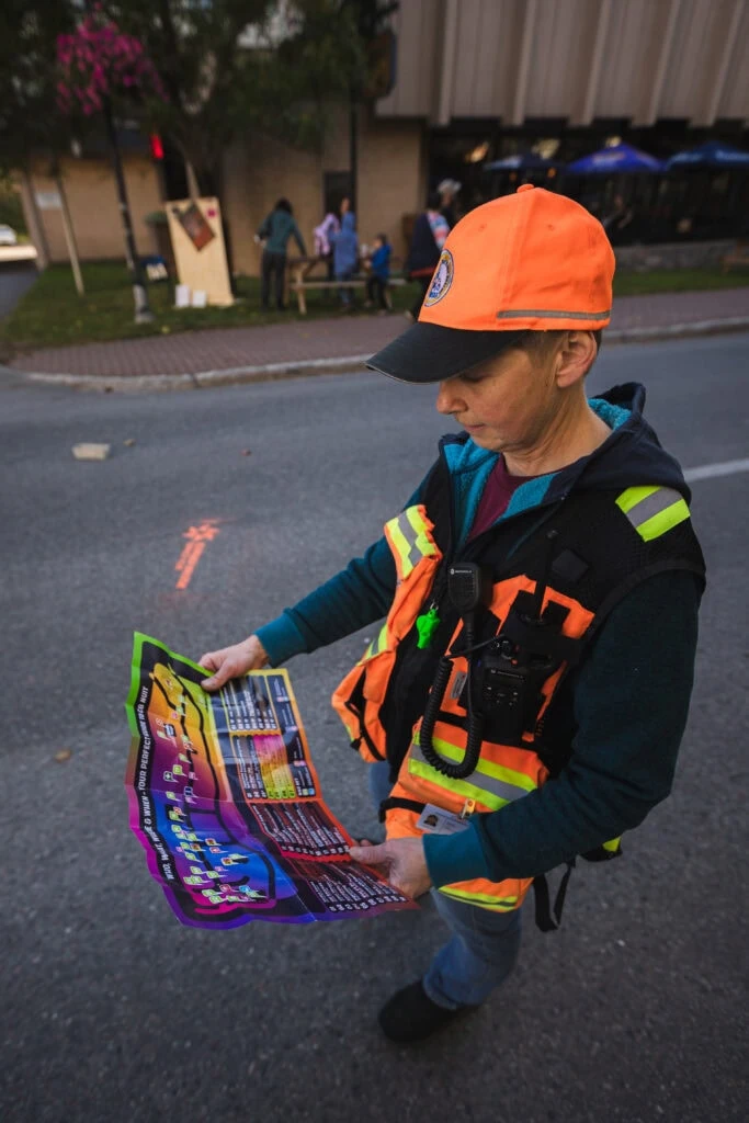volunteer holding a sensory map